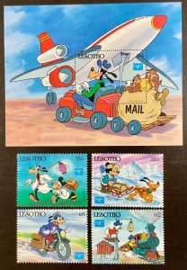 Lesotho Disney Ameripex ‘86 Souvenir Sheet plus 4 singles