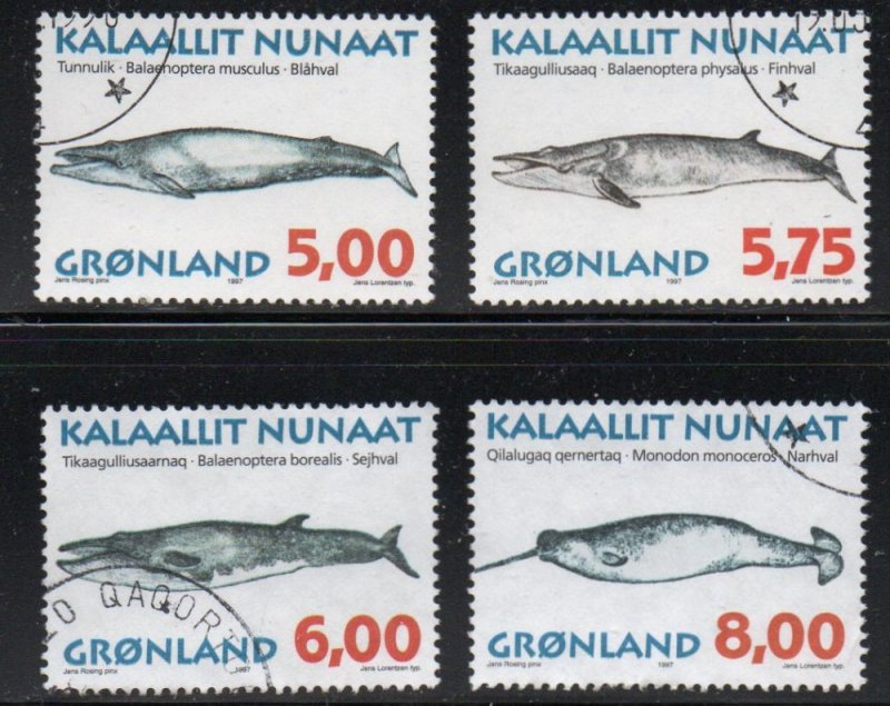 Greenland Sc 319-22 1997 Whales stamp set used