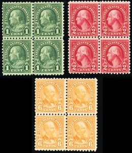 581, 83, 87, Mint NH Blocks of Four CV $216.00