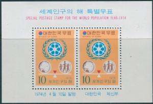 Korea South 1974 SG1097 World Population Year MS MLH