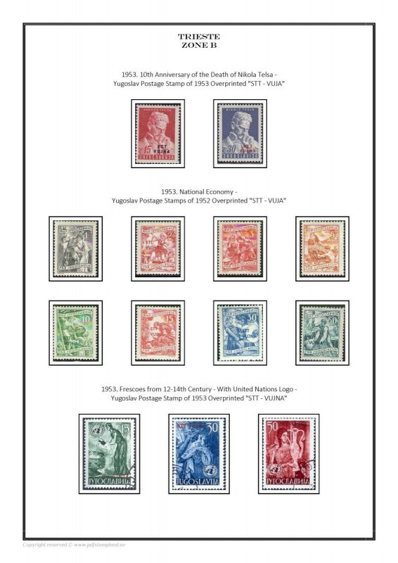 Trieste Trst Triest 1947 - 1954 (Zone A and B) PDF (DIGITAL) STAMP ALBUM PAGES