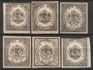 Bavaria 1867 Mi 1-6 retourmarken set MNG