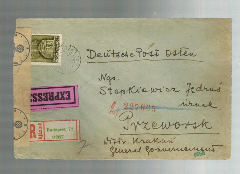 1942 Budapest Hungary  censored Express Cover to Przeworsk Ghetto Poland Judaica