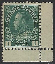 Canada #104 MNH Admiral Stamp Pencil Marks on Back cv $70