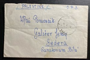 1946 Polish Forces Post office In Palestine OAS Cover To Gedera Sanatorium Bilu