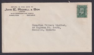 Canada 1-195 Hamilton precancel style 5 on Hamilton cover