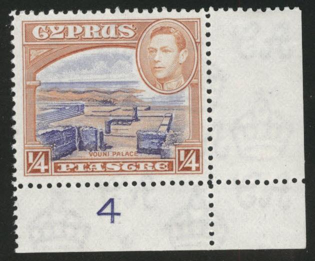 Cyprus Scott 143 MNH** 1938 KGVI plate number single