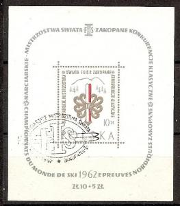 Poland 1049 Used CTO 1962 Ski Championships Souvenir Sheet