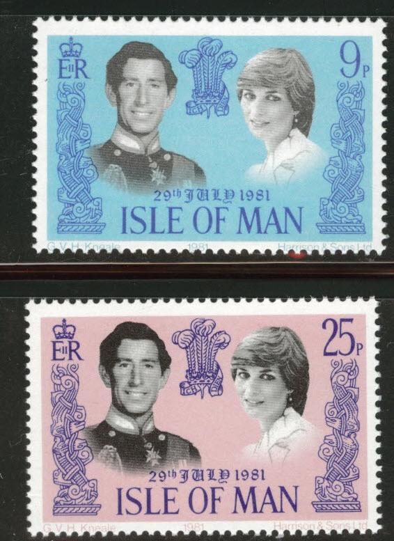 Isle of Man Scott 198-199 MNH** 1981 royal wedding set