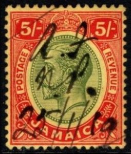 1912 Jamaica Scott #- 70a King George V 5 Shillings Used