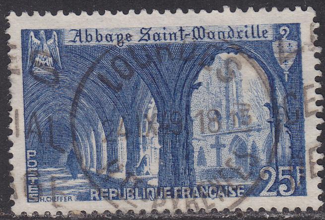 France 623 USED 1949 Cloister of St Wandrille Abbey 25Fr