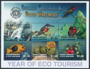 [109030] Carr. & Petite Martinique 2002 Fish bird butterfly Eco Mini sheet MNH