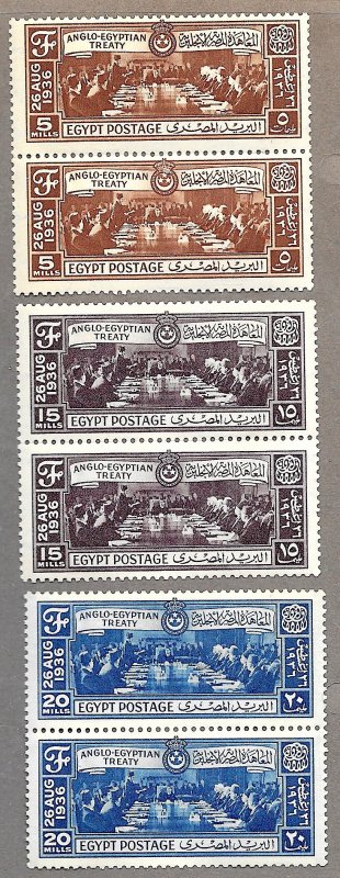 Egypt #203-205,MNH Vertical Pairs -1936- Anglo-Egyptian Treaty - 2 Complete Sets