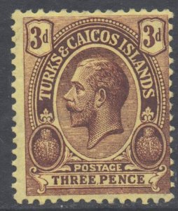 Turks Caicos Scott 29 - SG133, 1913 George V 3d MH*