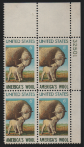 US #1423 MNH Plate Block. America's Wool.  Sheep.