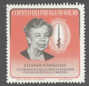 Paraguay Scott 830 Elanor Roosevelt combat cancer stamp
