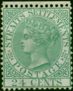 Straits Settlements 1867 24c Yellow-Green SG16a Fine & Fresh Unused