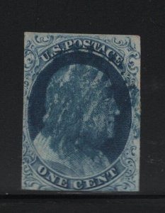 9 F-VF used neat blue cancel with nice color cv $ 105  ! see pic !