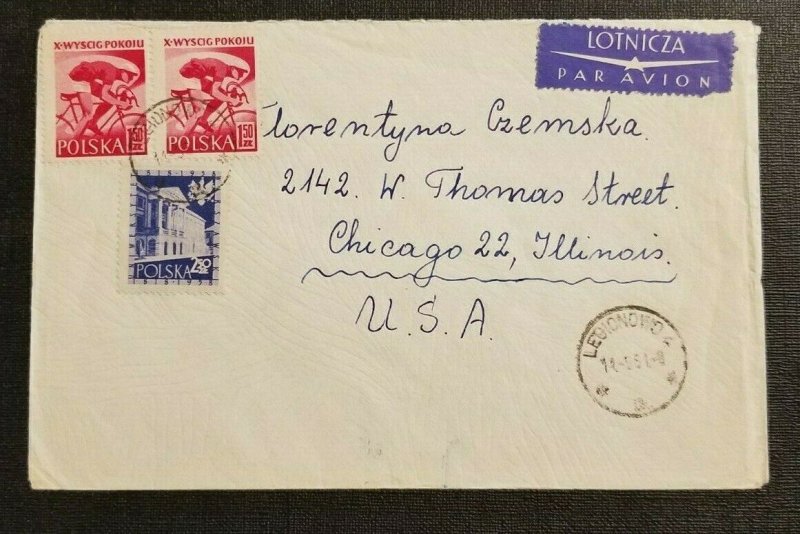 1961 European Airmail Cover Legionowo Poland to Chicago Illinois