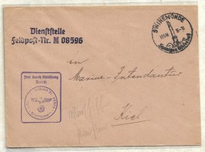 WW2: German Naval Feldpost: M-08596 KMS Schleswig-Holstein 3/13/1940 (54692)