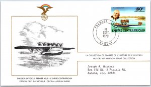 HISTORY OF AVIATION TOPICAL FIRST DAY COVER SERIES 1978 CENTRAL AFRICAN REP 150F