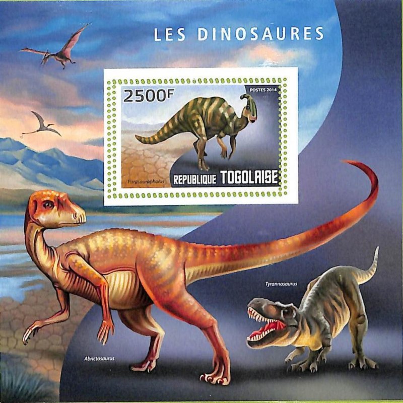 A8853 - TOGO  -ERROR MISPERF  Stamp Sheet - 2014 PREHISTORICS DINOSAURS