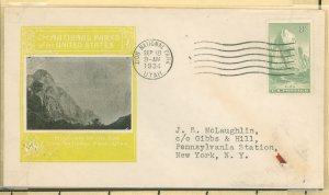 US 747 1934 8c Zion National Park on a Harry Ioor cacheted FDC