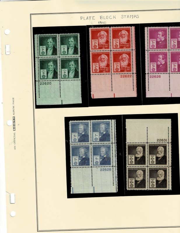 Famous American Plate Blocks US Postage #859-93 MNH