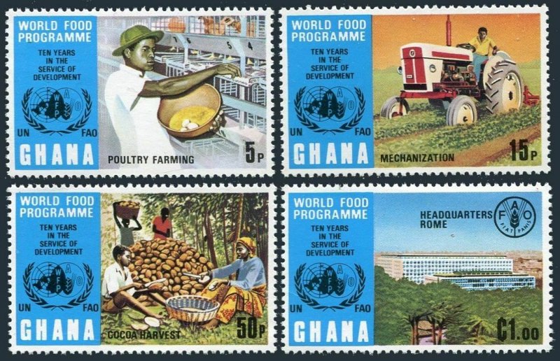 Ghana 490-493,494 sheet,MNH.Michel 526-529,Bl.52. FAO 1973.World Food Program.