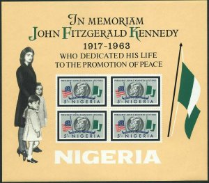 Nigeria 161a sheet,MNH.Michel Bl.3. President John F.Kennedy,1964.Flags.