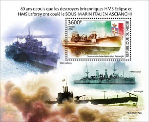 NIGER - 2023 - WWII, HMS Eclipse & Laforey  - Perf Souv Sheet -Mint Never Hinged