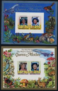 Montserrat 563-4 imperf MNH Queen Mother 85th Birthday, Flower, Concorde, Animal