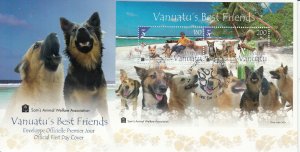 Vanuatu 2013 FDC Vanuatu's Best Friends 2v S/S Cover Dogs Sam's Animal Welfare  