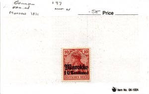 Germany Offices Morocco, Postage Stamp, #47 Mint Hinged, 1911 (AB)