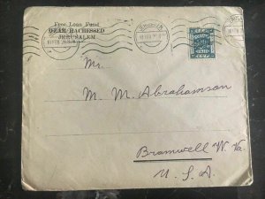 1926 Jerusalem Palestine Commercial cover Great Loan Fund to Usa