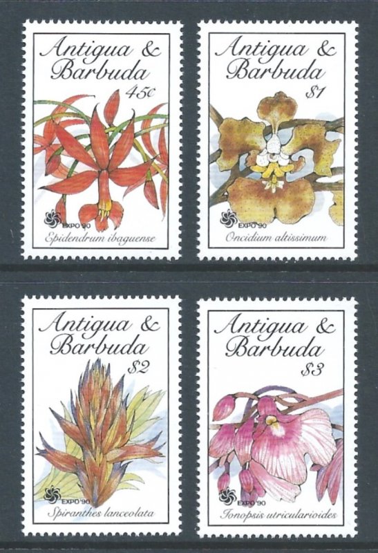 Antigua #1286,89-91 NH Orchids - Expo '90