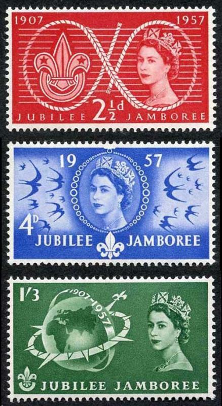 SG557/9 QEII 1957 Scouts Set of 3 U/M