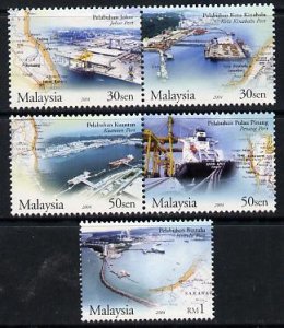 MALAYSIA - 2003 - Ports of Malaysia - Perf 5v Set - Mint Never Hinged