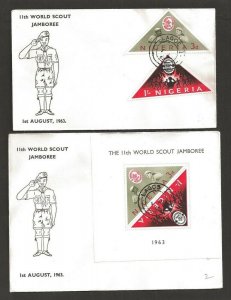 1963 Nigeria triangles Boy Scout World Jamboree Greece & SS FDC