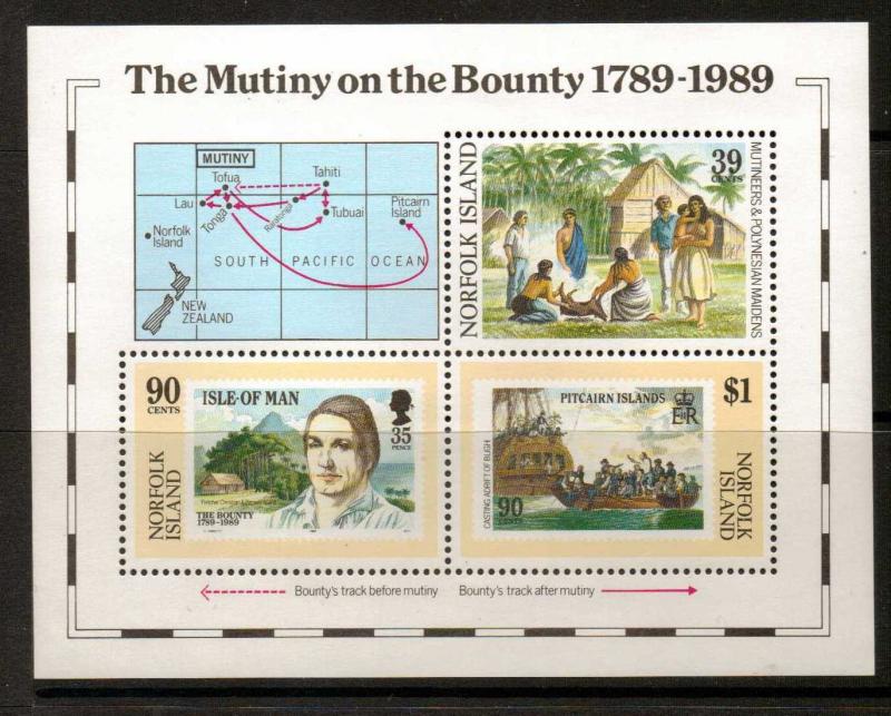 NORFOLK ISLAND SGMS464 1989 MUTINY ON THE BOUNTY MNH