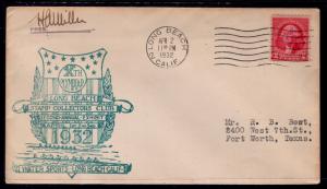 US Long Beach,CA Stamp Collectors Club Exhibit 1932 Cover