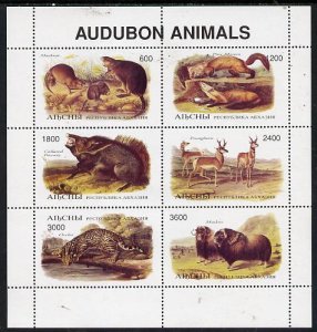 ABKHAZIA - 1996 - Audubon Animals - Perf 6v Sheet - M. N.H - Private Issue