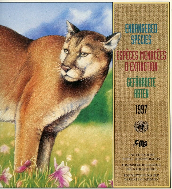 UNITED NATIONS 1997 ENDANGERED SPECIES OFFICIAL FOLDER WITH MINT STAMPS AS ISSUE