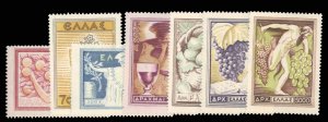 Greece #549-555 Cat$101.80, 1953 National Products, complete set, lightly hinged