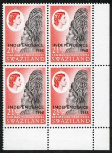 SWAZILAND SG145w 1968 Independence 2 1/2c variety WMK INVERTED U/M Block