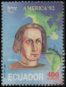 Ecuador 1293 - Used - 400s Columbus / Map (1992) (cv $0.85)