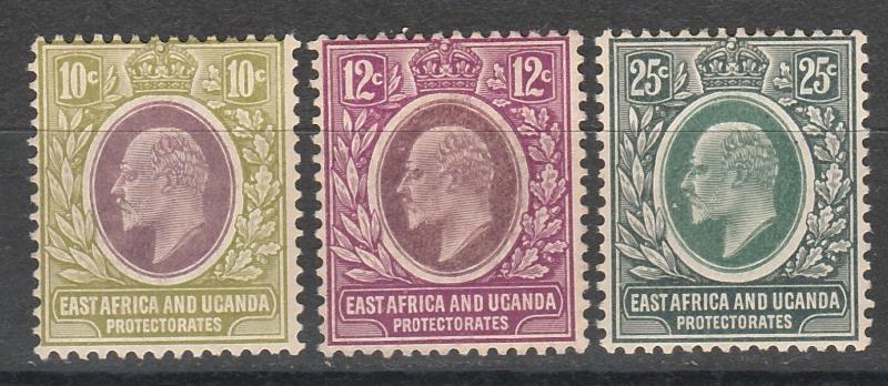 EAST AFRICA AND UGANDA 1907 KEVII 10C 12C AND 25C