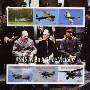 Central African Republic 2012 WWII Churchill Roosevelt Sheet Perforated Mint (NH