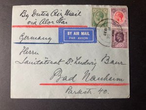 1932 British Straits Settlements Airmail Cover Singapore to Nauheim Germany