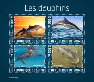 Guinea 2019 MNH Marine Animals Stamps Dolphins Common Bottlenose Dolphin 4v M/S